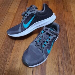 Nike Running Downshifter 8 Grey & Teal Athletic Shoes